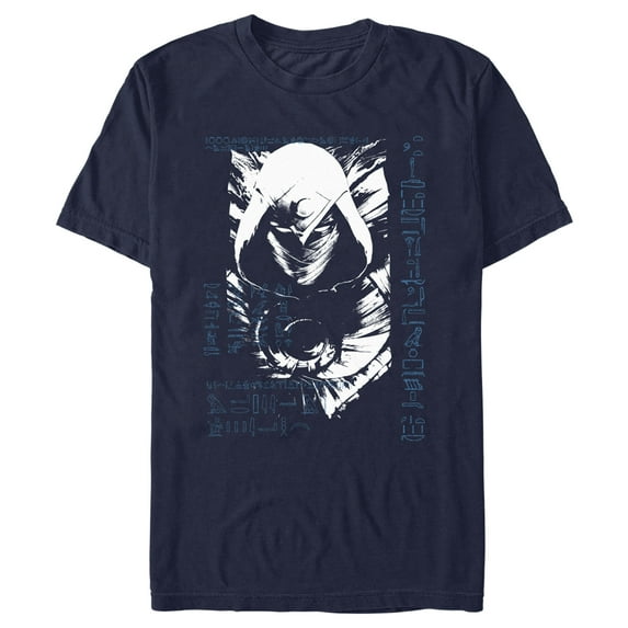 Men's Marvel: Moon Knight Blue Hieroglyphs Graphic Tee Navy Blue Small