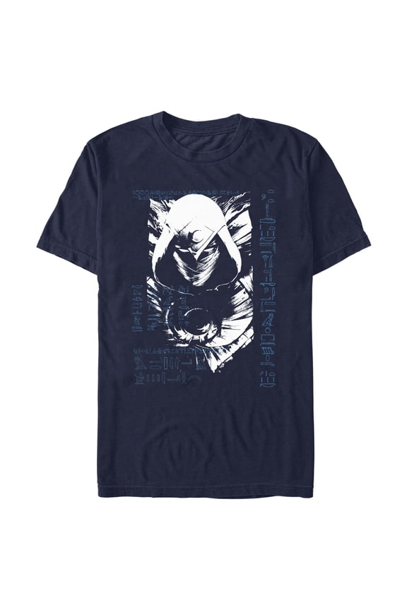 Men's Marvel: Moon Knight Blue Hieroglyphs Graphic Tee Navy Blue X Large