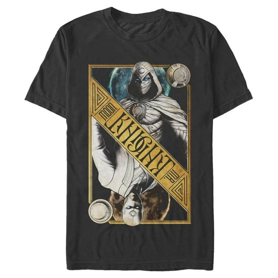 Men's Marvel: Moon Knight Colorful Dual Identity Split Playing Card Graphic Tee Black 2X Large