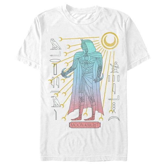 Men's Marvel: Moon Knight Colorful Egyptian Portrait Graphic Tee White Medium
