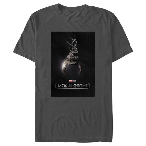 Men's Marvel: Moon Knight Crescent Dart Poster Graphic Tee Charcoal Large