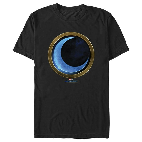 Men's Marvel: Moon Knight Gold and Blue Symbol  Graphic Tee Black 2X Large