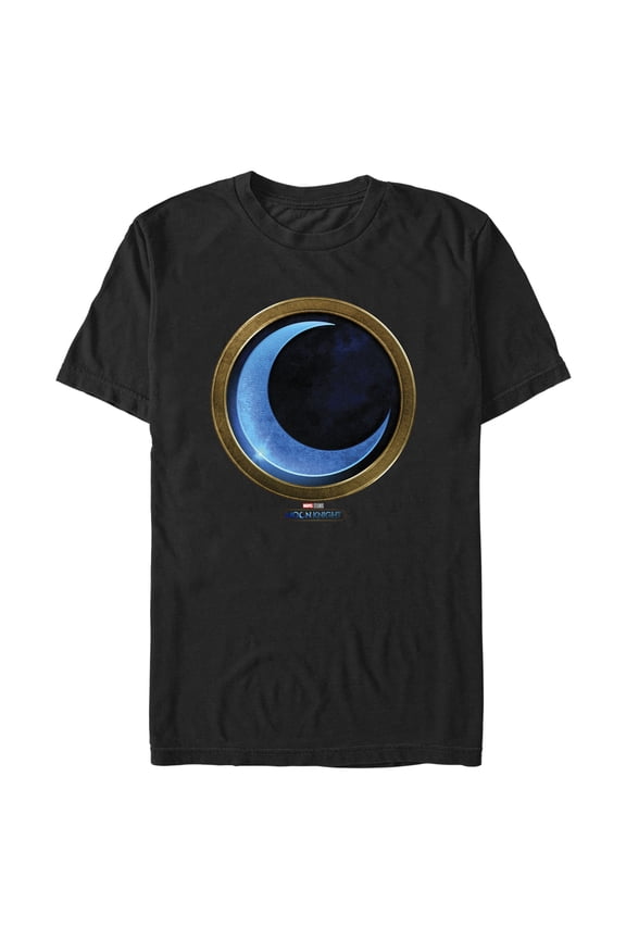 Men's Marvel: Moon Knight Gold and Blue Symbol Graphic Tee Black Small