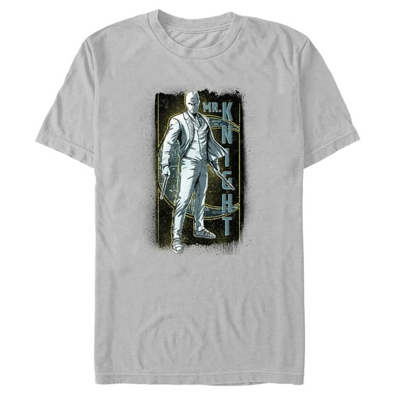 Men's Marvel: Moon Knight Sketch Portrait of Mr. Knight  Graphic Tee Silver 3X Large