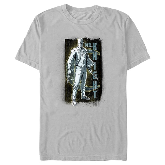 Men's Marvel: Moon Knight Sketch Portrait of Mr. Knight Graphic Tee Silver Medium