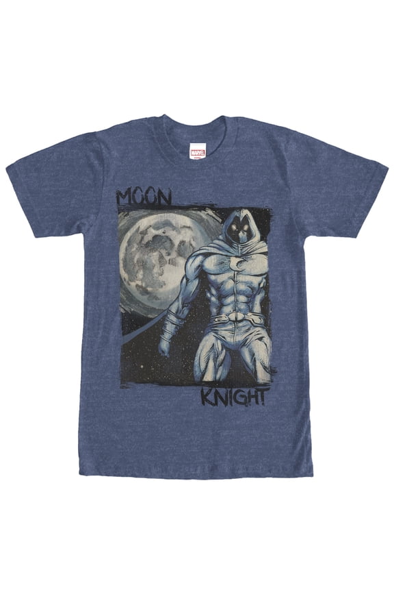 Men's Marvel Moon Knight Star Night Graphic Tee Navy Blue Heather Medium