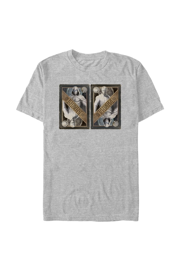 Men's Marvel: Moon Knight Two Personalities Playing Cards Graphic Tee Athletic Heather Large