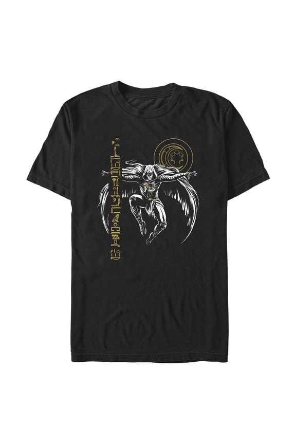 Men's Marvel: Moon Knight Vertical Hieroglyph Sketch Graphic Tee Black Medium
