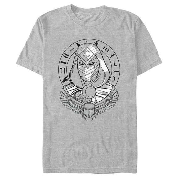 Men's Marvel: Moon Knight Winged Scarab Portrait Sketch Graphic Tee Athletic Heather Medium