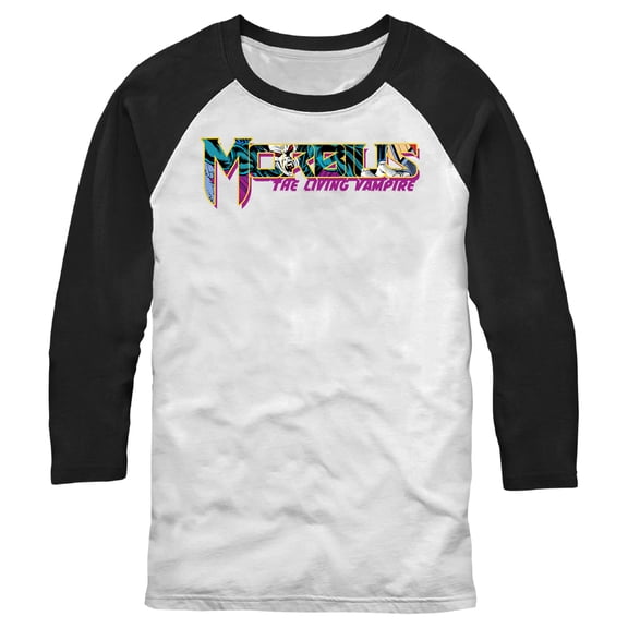Men's Marvel Morbius Fill Logo Baseball Graphic Tee White/Black Medium