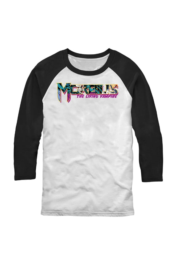 Men's Marvel Morbius Fill Logo Baseball Graphic Tee White/Black X Large