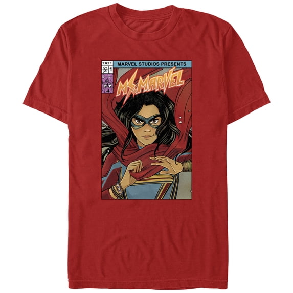 Men's Marvel: Ms. Marvel Comic Book Cover Graphic Tee Red Small