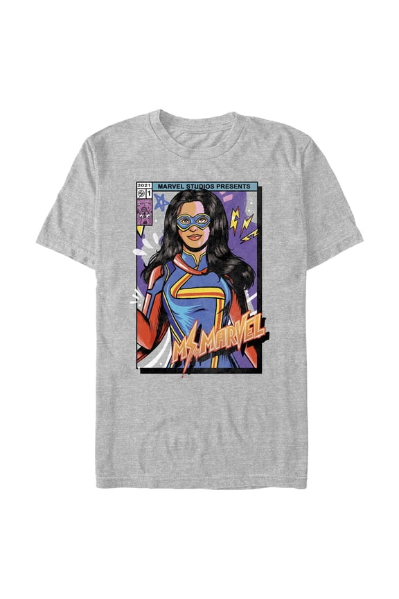 Men's Marvel: Ms. Marvel Comic Cover Kamala  Graphic Tee Athletic Heather 2X Large