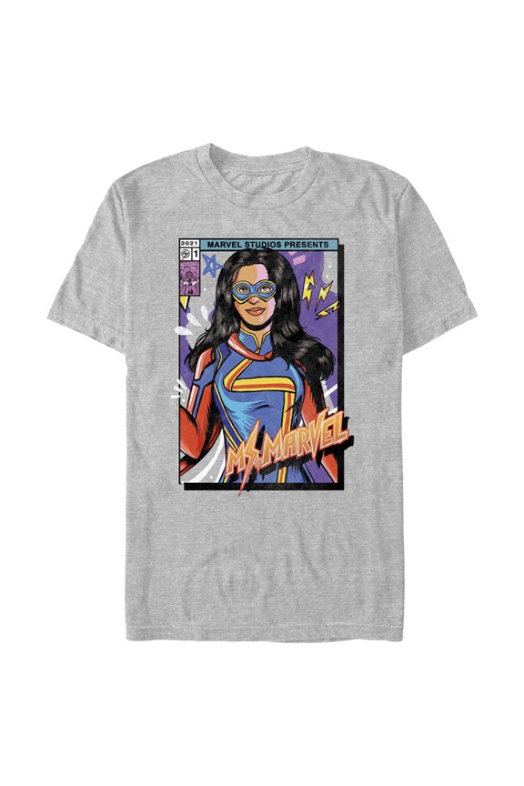 Men's Marvel: Ms. Marvel Comic Cover Kamala Graphic Tee Athletic Heather Small