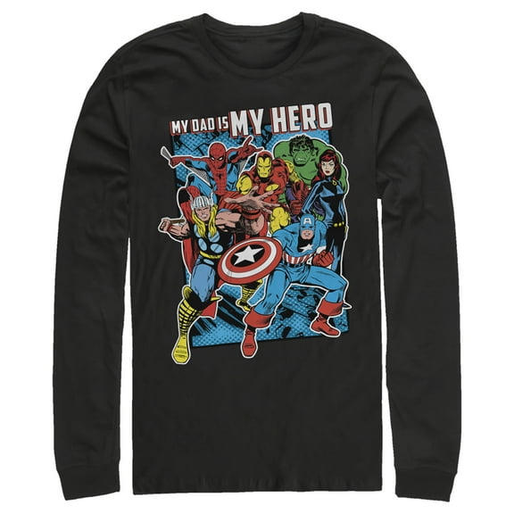 Men's Marvel My Dad is My Hero  Long Sleeve Shirt Black X Large