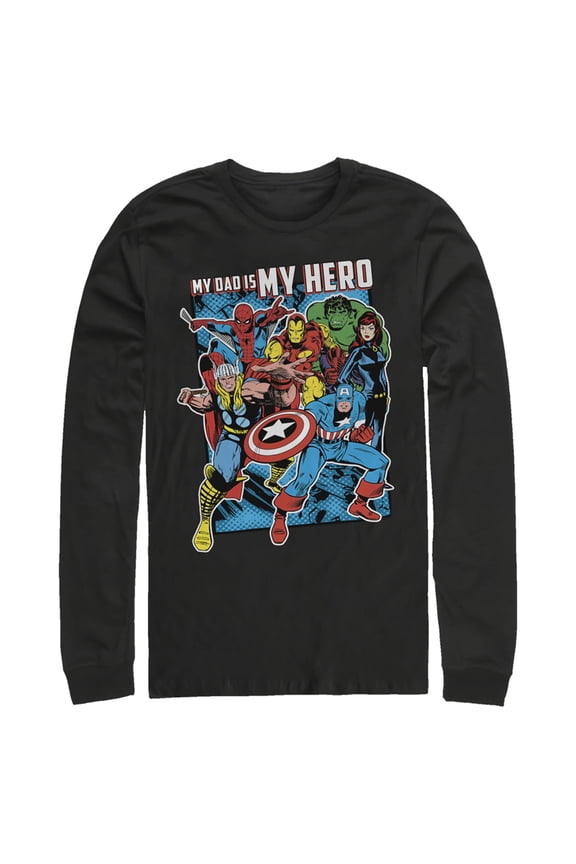 Men's Marvel My Dad is My Hero Long Sleeve Shirt Black X Large