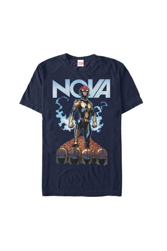 Men's Marvel Nova Helmet  Graphic Tee Navy Blue Large