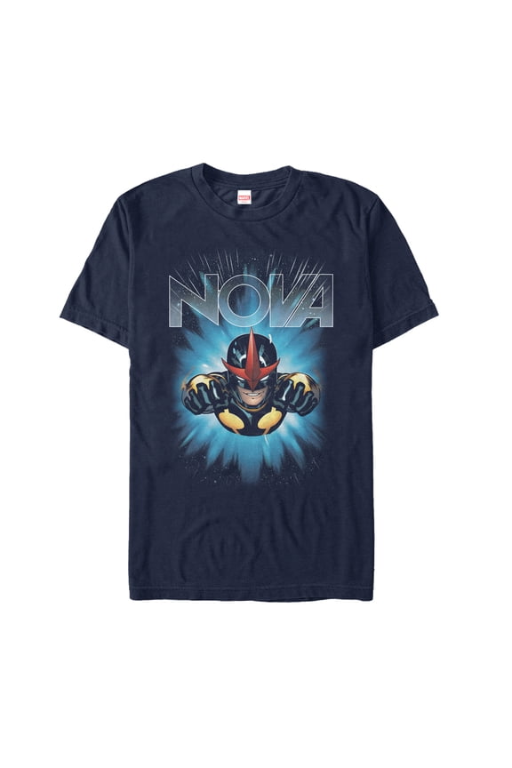 Men's Marvel Nova Hero Graphic Tee Navy Blue Small