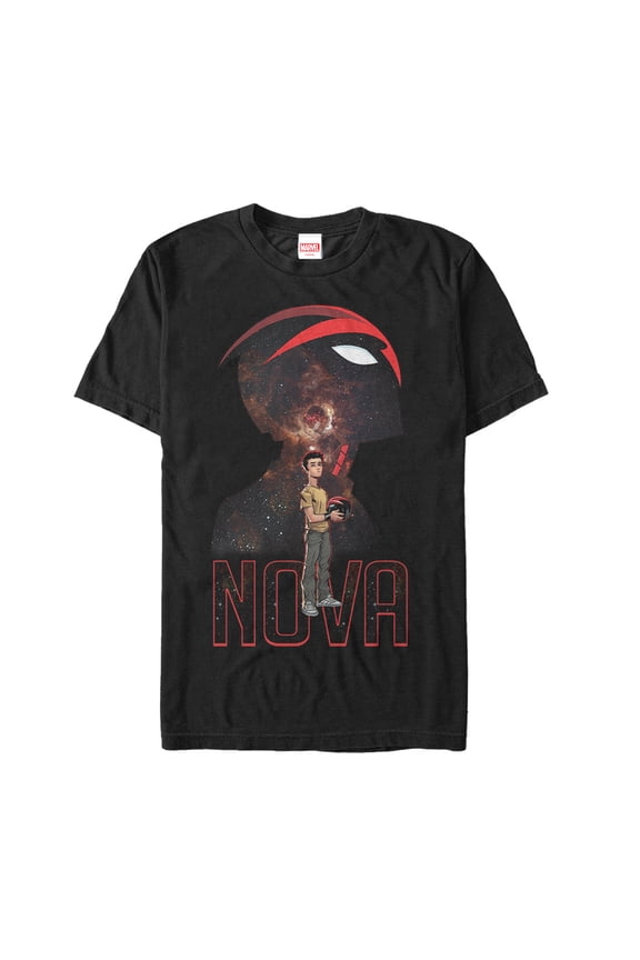 Men's Marvel Nova Silhouette Graphic Tee Black Large