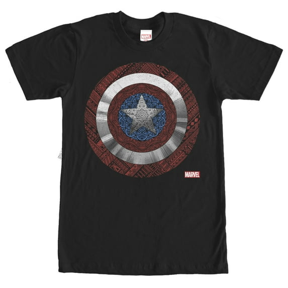 Men's Marvel Ornate Captain America Shield Graphic Tee Black 2X Large