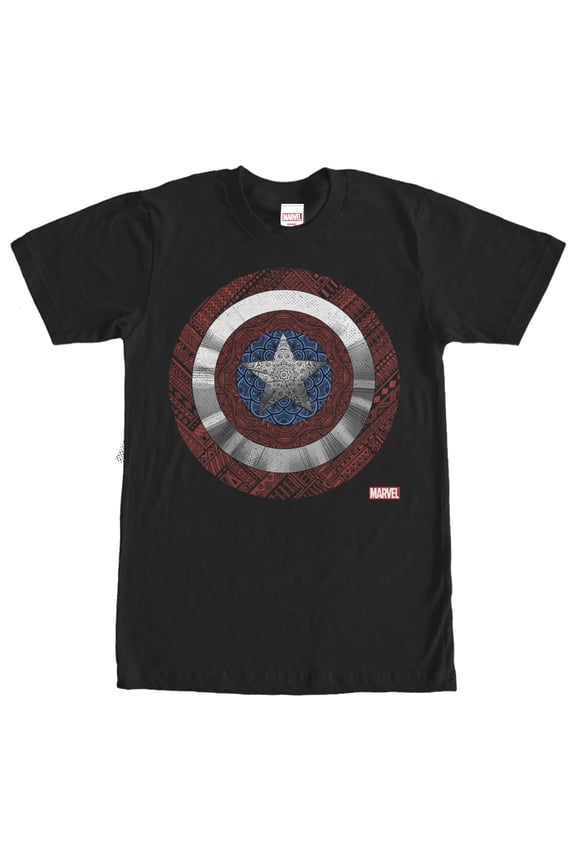 Men's Marvel Ornate Captain America Shield Graphic Tee Black Large