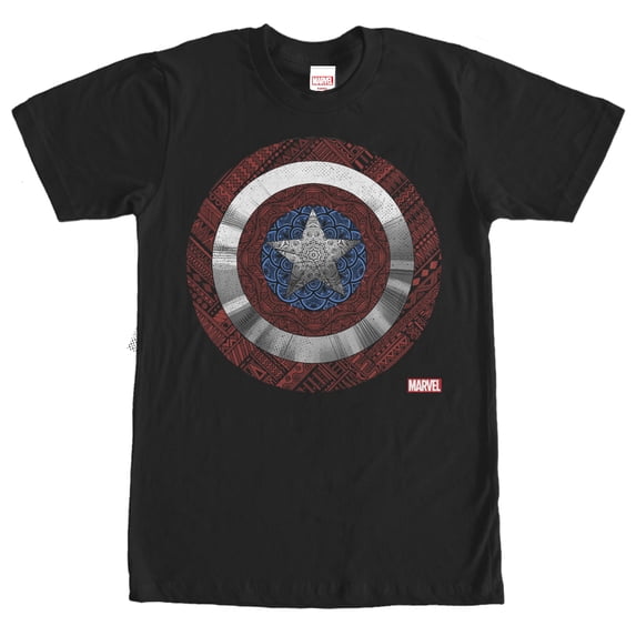 Men's Marvel Ornate Captain America Shield Graphic Tee Black X Large