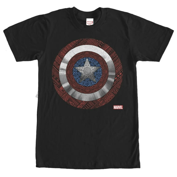 Men's Marvel Ornate Captain America Shield Graphic Tee Black X Large