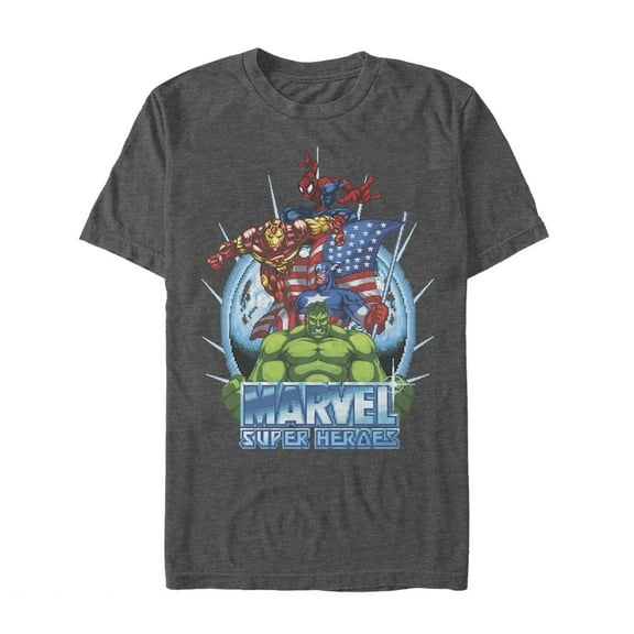 Men's Marvel Patriotic Heroes Graphic Tee Charcoal Heather 3X Large