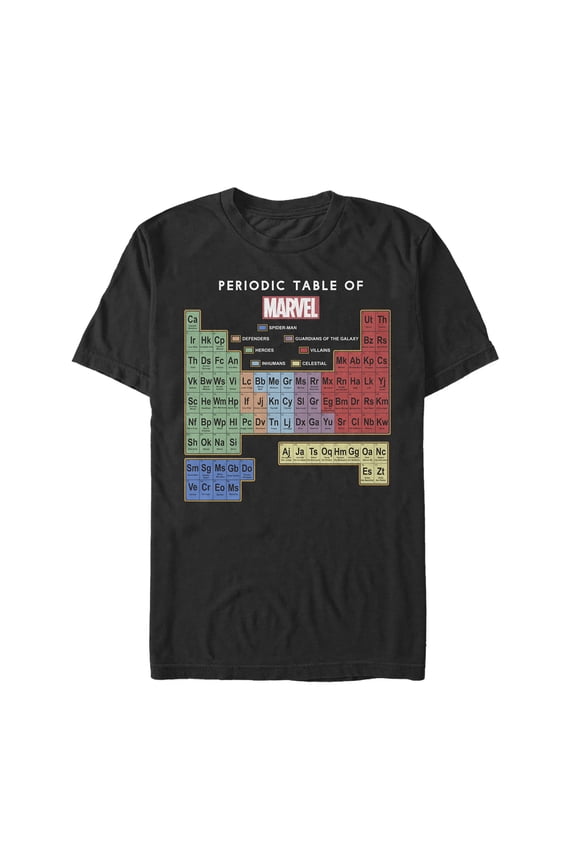 Men's Marvel Periodic Table of Favorite Heroes Graphic Tee Black X Large