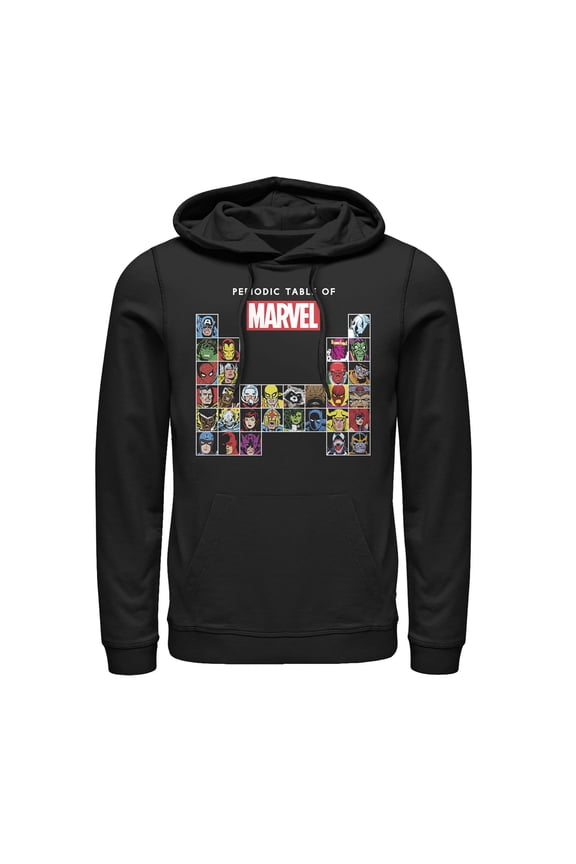 Men's Marvel Periodic Table of Heroes Pull Over Hoodie Black 3X Large
