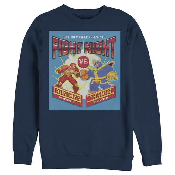 Men's Marvel Pixel Fight Night Iron Man Arcade  Sweatshirt Navy Blue Large