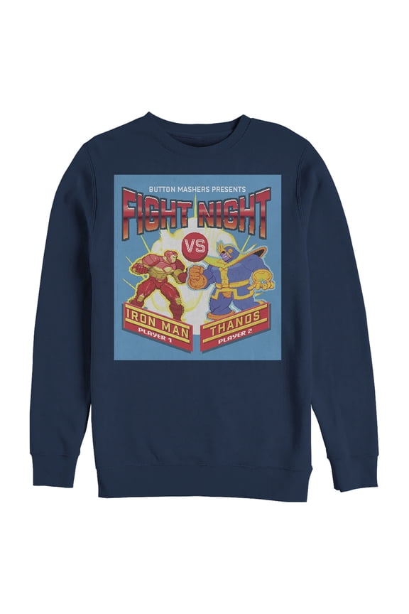 Men's Marvel Pixel Fight Night Iron Man Arcade  Sweatshirt Navy Blue Small