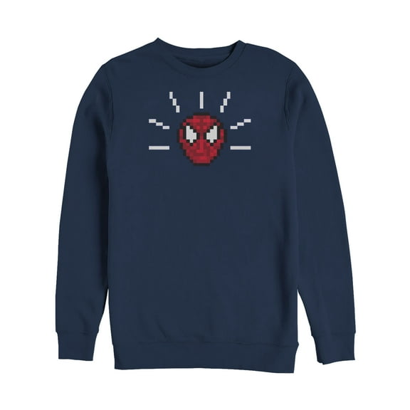 Men's Marvel Pixelated Spider-Man Mask  Sweatshirt Navy Blue 2X Large
