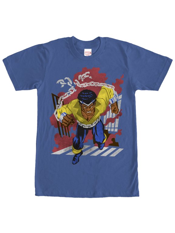 Men's Marvel Power Man Breaks Free Graphic Tee Royal Blue X Large
