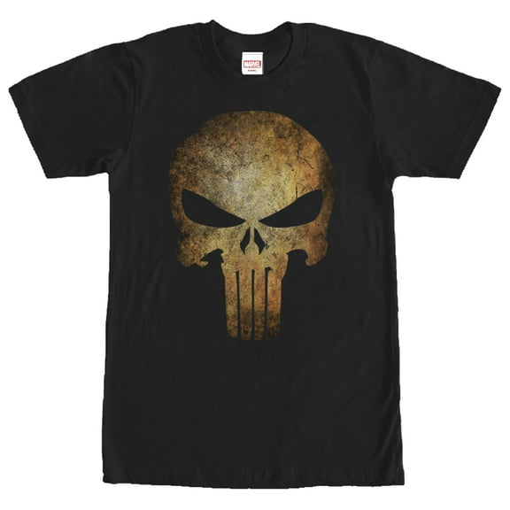 Men's Marvel Punisher Aged Skull Symbol Graphic Tee Black Large