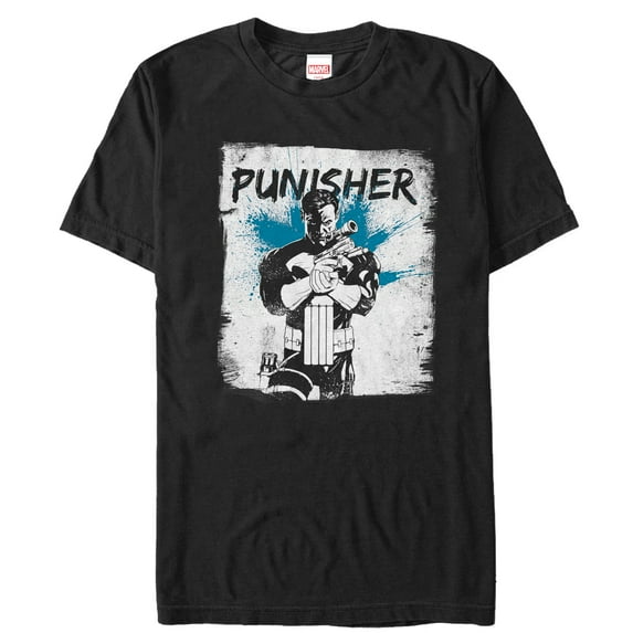 Men's Marvel Punisher Paint Streak Print Graphic Tee Black Large