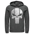 thumbnail image 1 of Men's Marvel Punisher Retro Skull Symbol  Pull Over Hoodie Charcoal Heather Small, 1 of 3