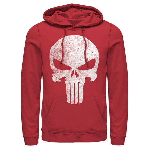 Men's Marvel Punisher Retro Skull Symbol  Pull Over Hoodie Red X Large