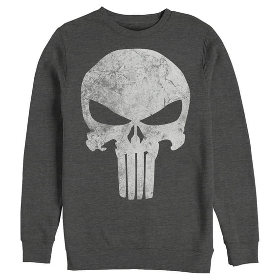 Men's Marvel Punisher Retro Skull Symbol Sweatshirt Charcoal Heather Small