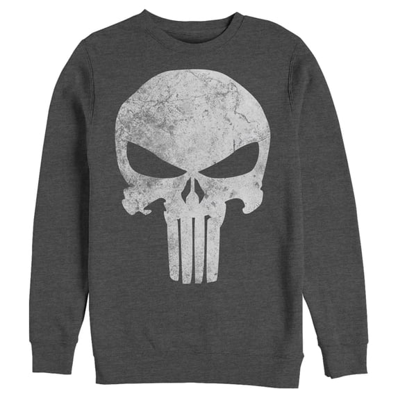 Men's Marvel Punisher Retro Skull Symbol Sweatshirt Charcoal Heather X Large
