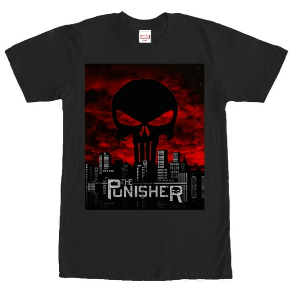 Men's Marvel Punisher Skyline Graphic Tee Black 2X Large