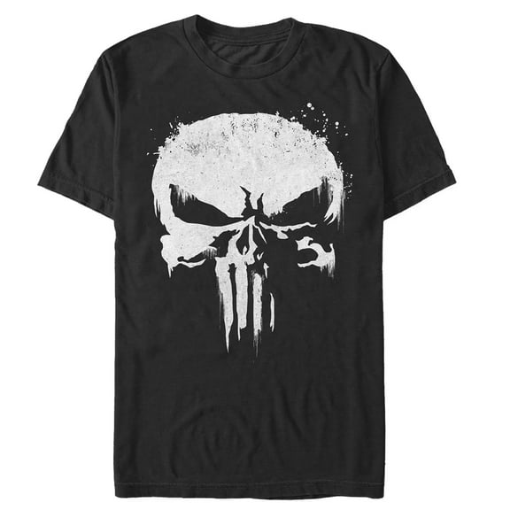 Men's Marvel Punisher Streaked Skull Symbol  Graphic Tee Black 4X Large