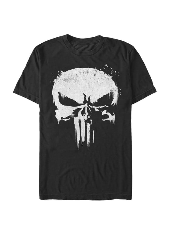 Men's Marvel Punisher Streaked Skull Symbol Graphic Tee Black X Large