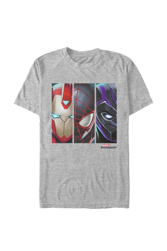 Men's Marvel Puzzle Quest Masked Trio Graphic Tee Athletic Heather Medium