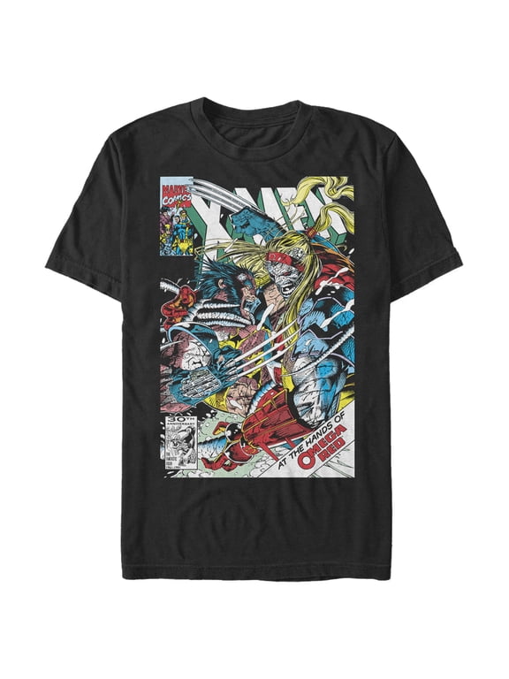 Men's Marvel X-Men Wolverine Battles Omega Red Graphic Tee Black X Large