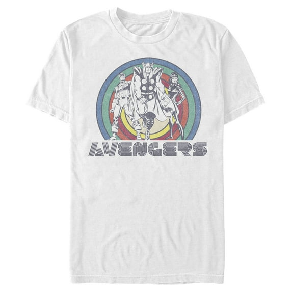 Men's Marvel Retro Avengers Circle Graphic Tee White Small