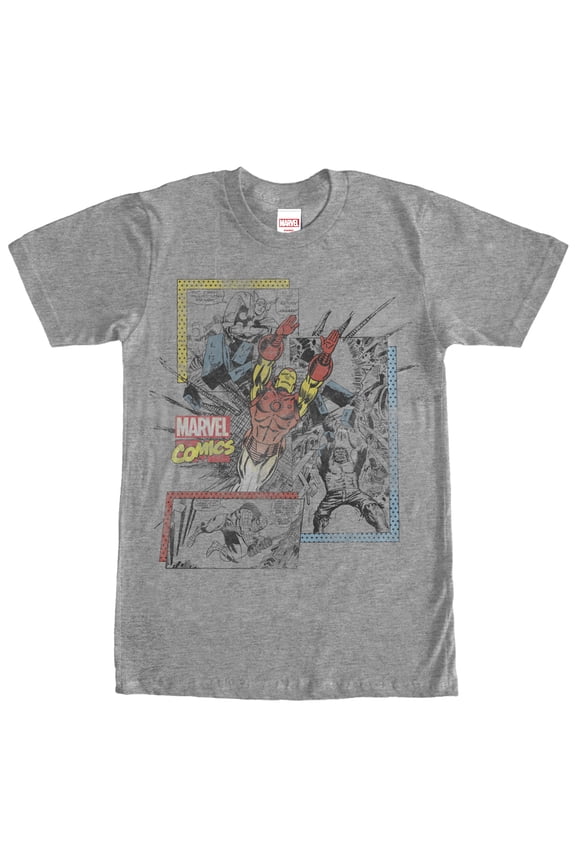 Men's Marvel Retro Comic Book Print Graphic Tee Athletic Heather 2X Large