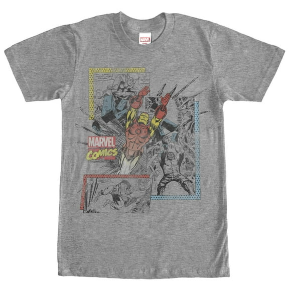 Men's Marvel Retro Comic Book Print Graphic Tee Athletic Heather X Large