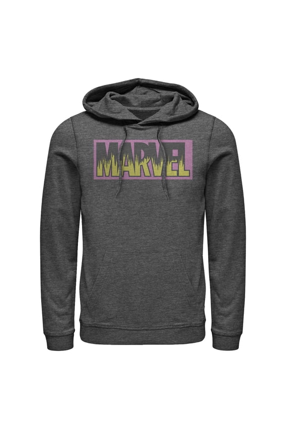 Men's Marvel Retro Distressed Neon Logo Pull Over Hoodie