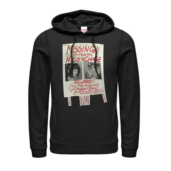 Men's Marvel Runaways Missing Poster Pull Over Hoodie Black 3X Large